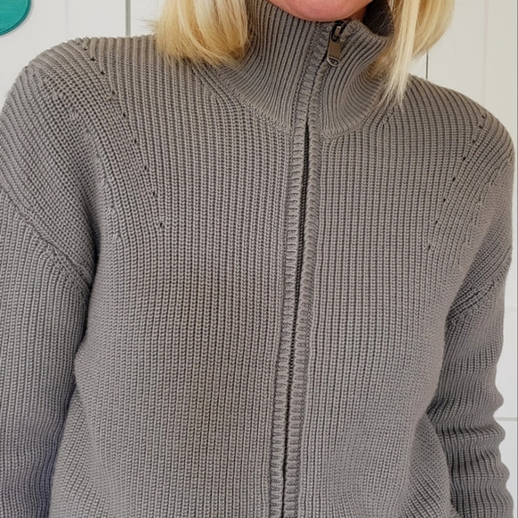 Athleta Escapade Mock Neck Sweater Jacket Bluff Grey Size S #982829 - Picture 8 of 12